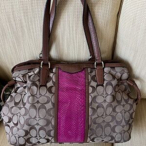 Coach Signature Snake Stripe Shoulder Bag Tote Style 29863 made in 2014